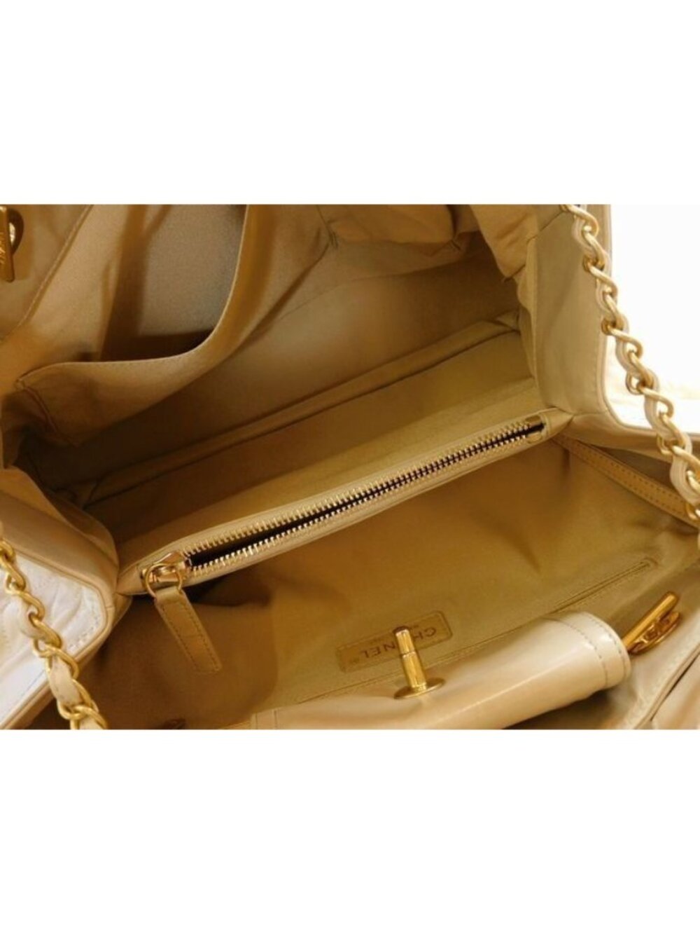 Chanel In The Mix 2-Way Bag Leather Shoulder Beige - Picture 3 of 7